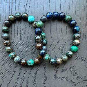 (ONE) Chrysocolla bracelet 9mm SIZE 6.5’